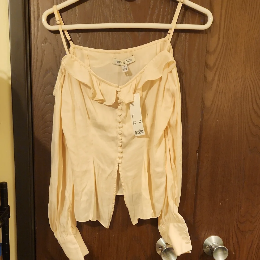 Urban Outfitters Cream Off-Shoulder Blouse - Picture 1 of 6